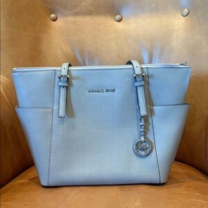 Michael Kors Light Gray zippered Tote Bag